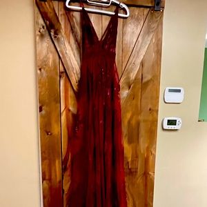 Red summer maxi dress.